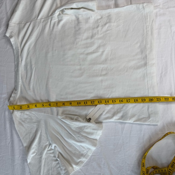 Maeve by Anthropologie White Flutter Sleeve Tee Top Small NWT Minimalist Cotton - Picture 8 of 10